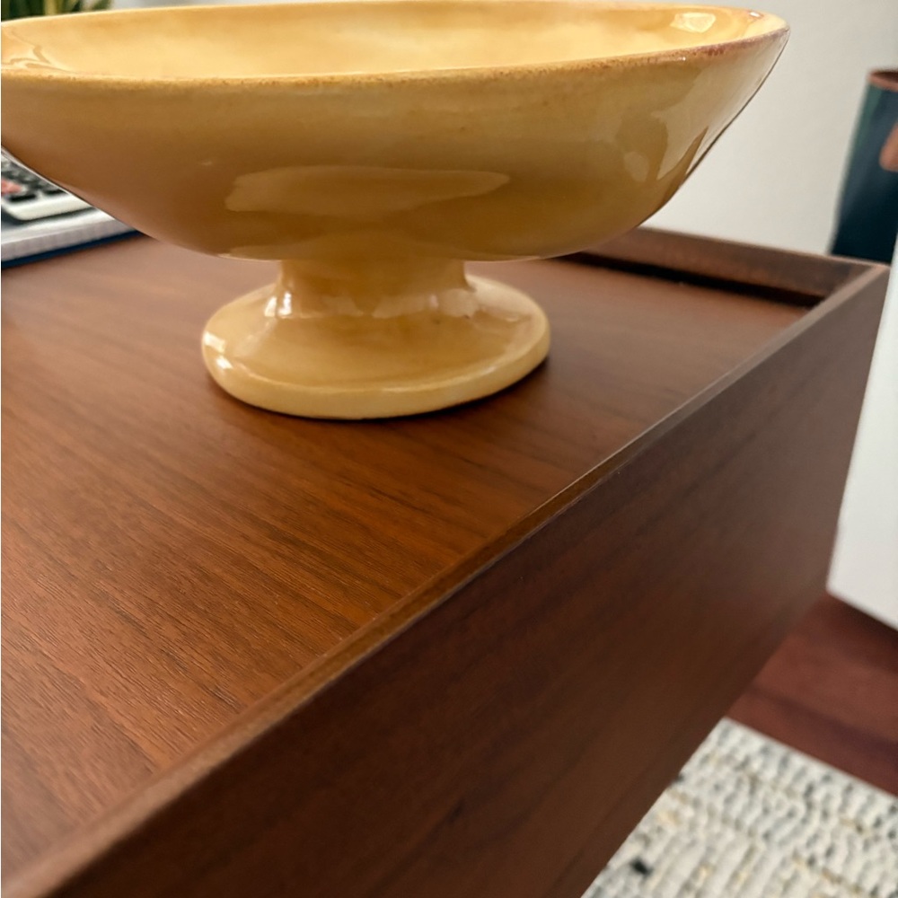 Yellow Ceramic Pedestal Bowl